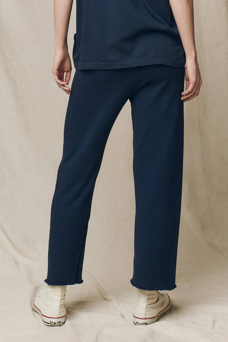 The Great the wide legged cropped sweatpant true navy  back