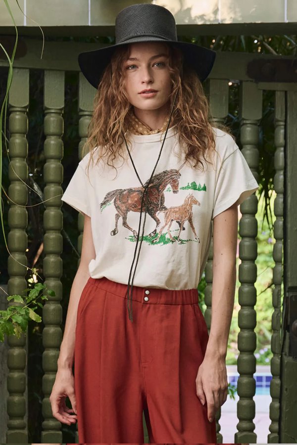 The Great the boxy crew tee with running horses