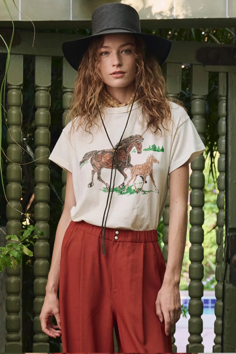 The Great the boxy crew tee with running horses