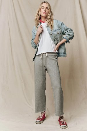 The Great the wide legged cropped sweatpant varsity grey