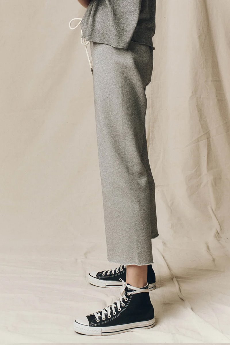 The Great the wide legged cropped sweatpant varsity grey back