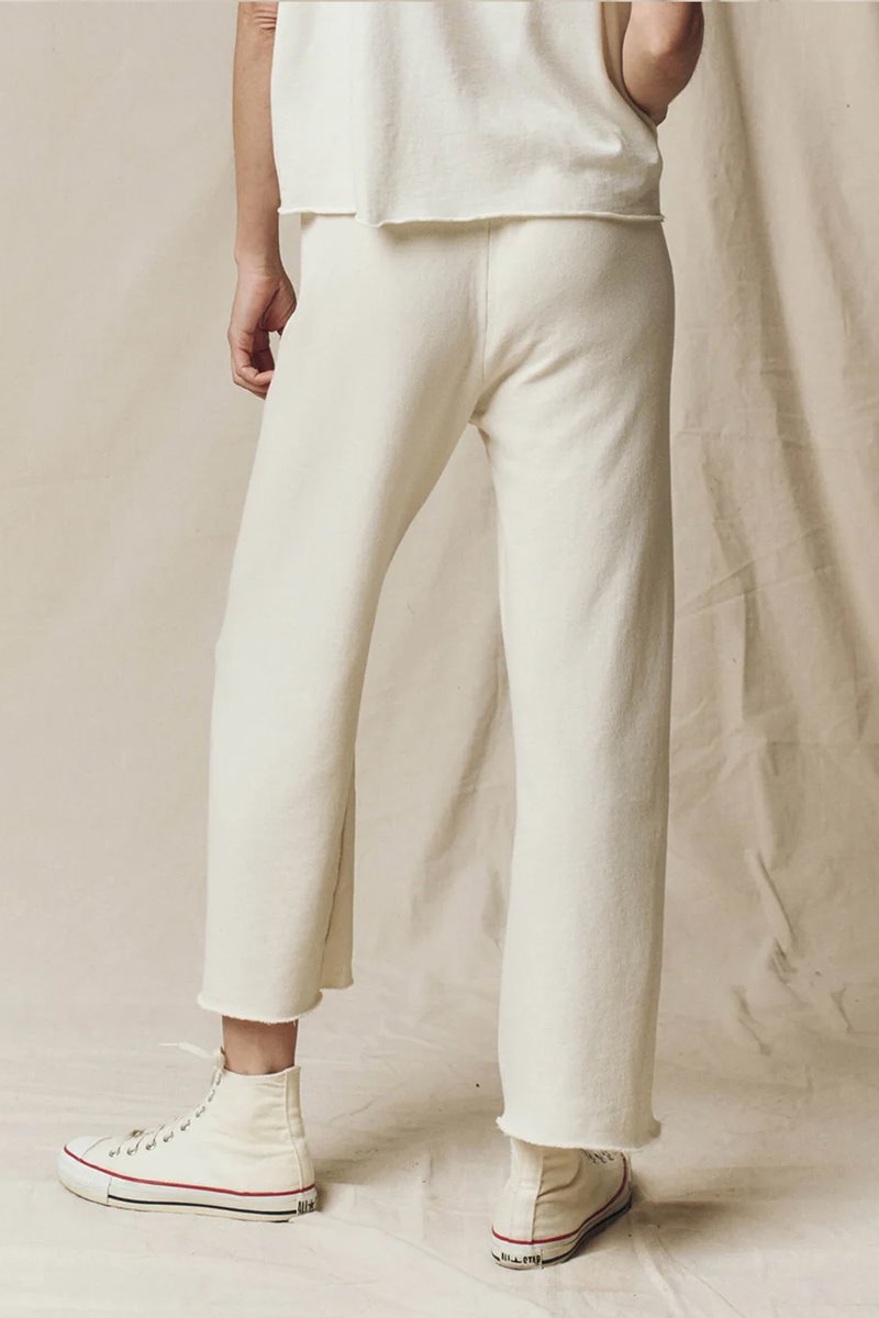 The Great the wide legged cropped sweatpant  washed white back