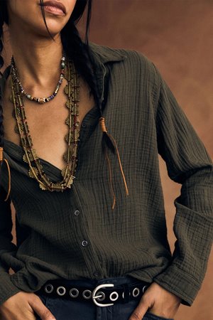 Xirena  scout shirt vine leaf detail