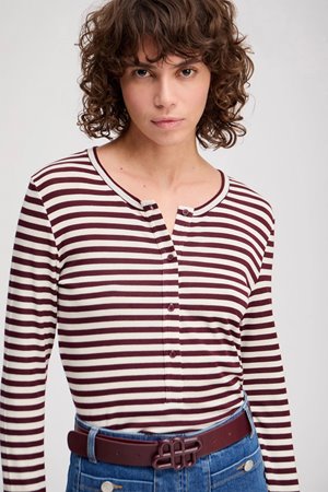 Munthe  levoma stripe long sleeve tee bordeaux