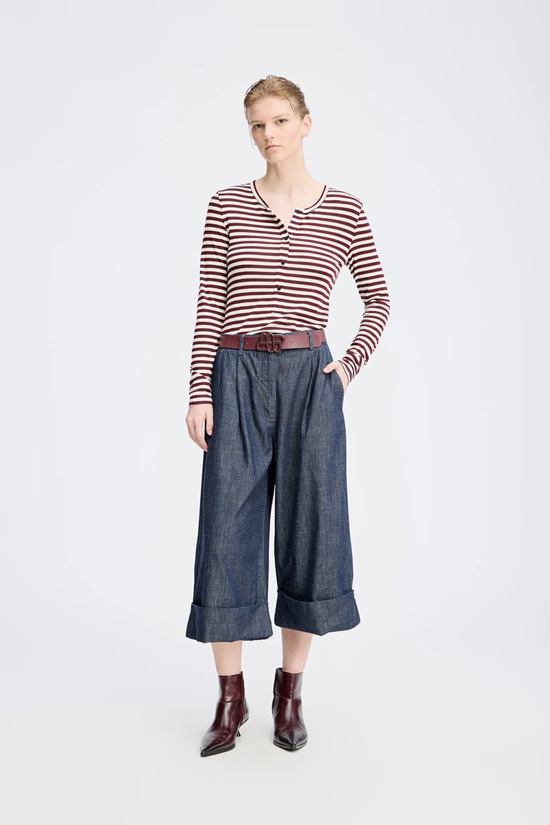 Munthe  levoma stripe long sleeve tee bordeaux back