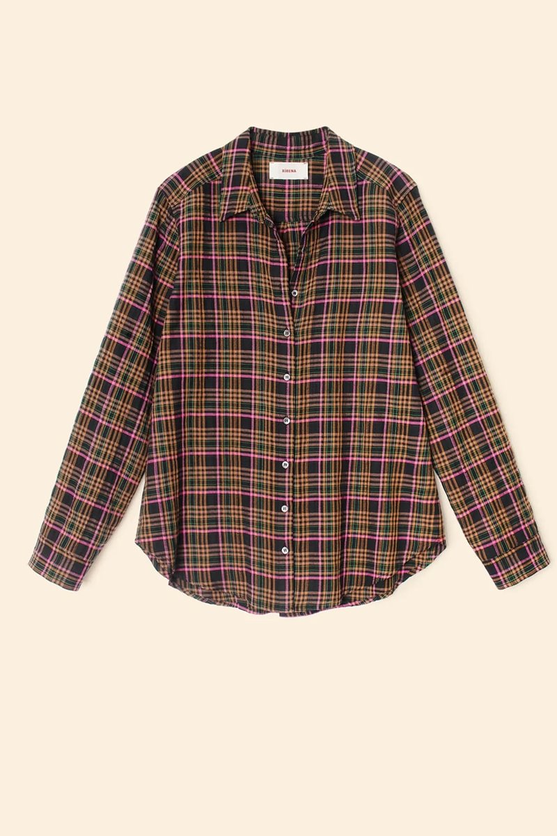 Xirena  scout shirt espresso plaid side