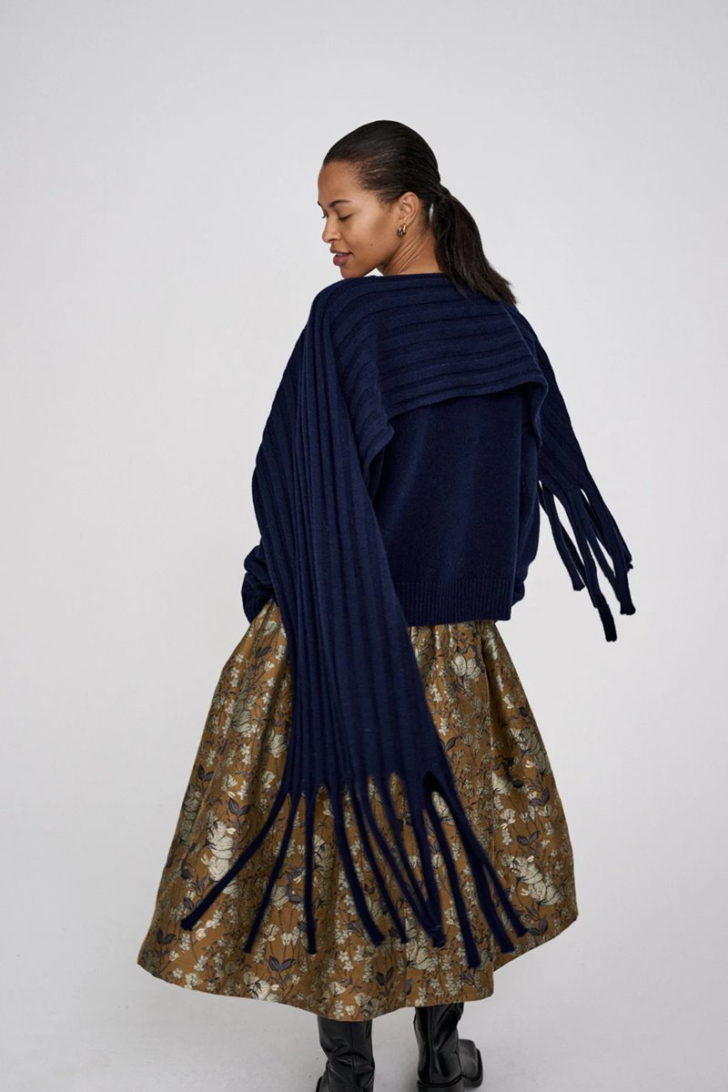 Rabens Saloner silke ottoman skirt back