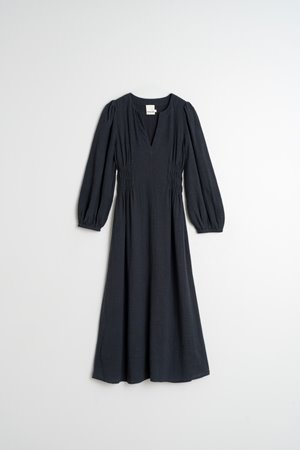 Indi & Cold  vestidio crepe cotton dress navy back Indi & Cold  vestidio crepe cotton dress navy back