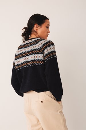 Indi & Cold  fairisle knit navy back Indi & Cold  fairisle knit navy back