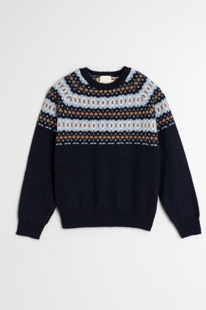 Indi & Cold  fairisle knit navy side Indi & Cold  fairisle knit navy side