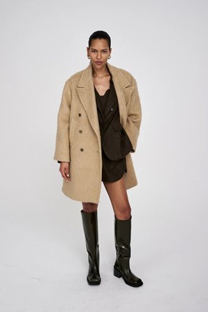 Rabens Saloner leona fuzzy coat oatmeal