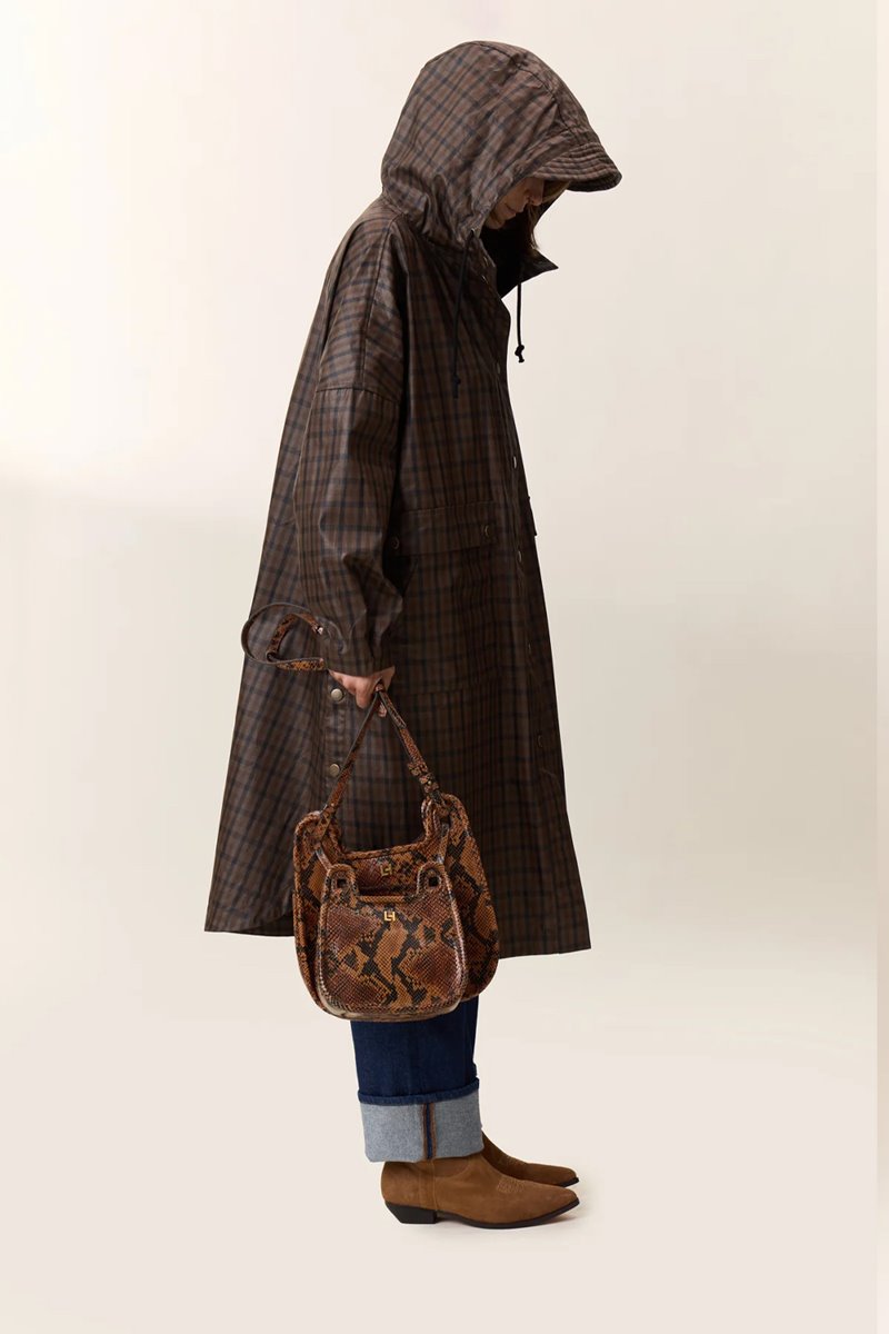 Leon & Harper vannah check poncho coat back