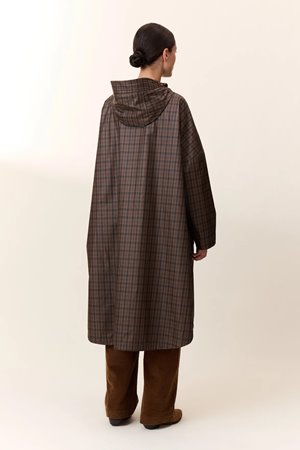 Leon & Harper vannah check poncho coat side