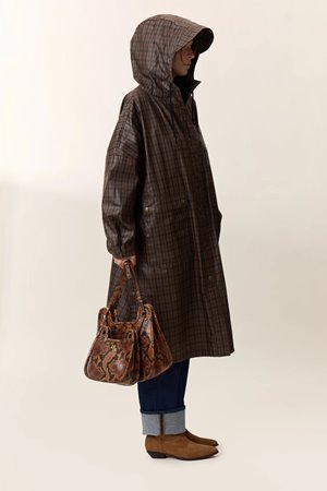 Leon & Harper vannah check poncho coat detail