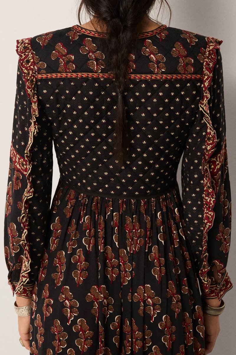 Maison Hotel lily dress black coffee detail