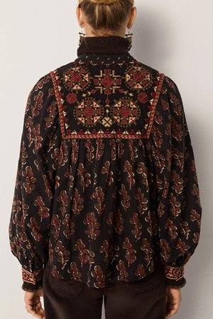 Maison Hotel scarlet blouse side