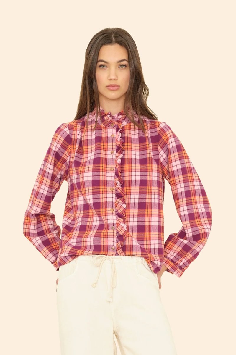 Xirena  nicholson shirt - pink orange plaid