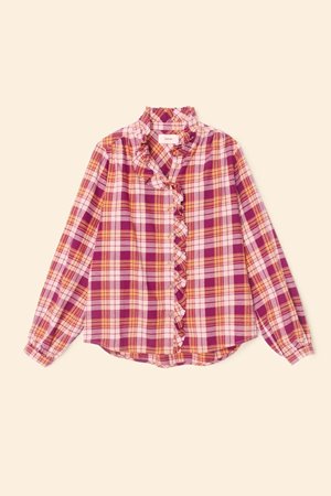 Xirena  nicholson shirt - pink orange plaid side