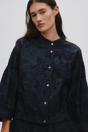 Rabens Saloner clipped jacquard shirt jacket back