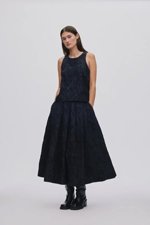 Rabens Saloner clipped jacquard skirt black