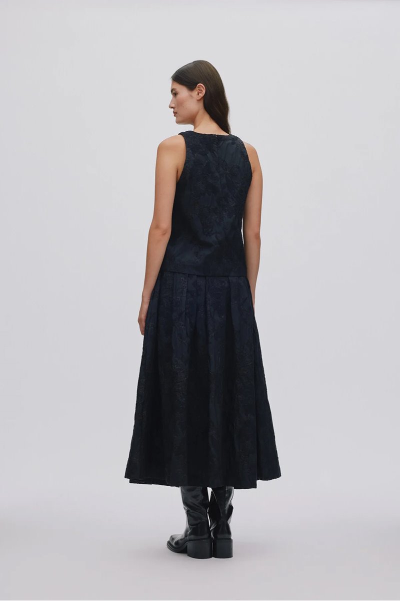 Rabens Saloner clipped jacquard skirt black back