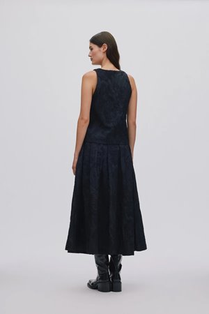 Rabens Saloner clipped jacquard skirt black back