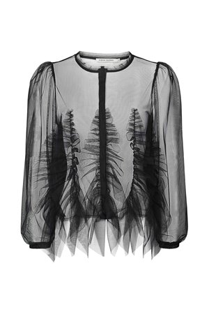 Rabens Saloner gida frilly tulle shirt black detail