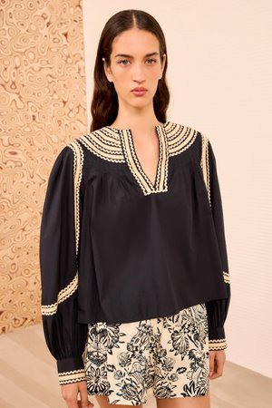 Ulla Johnson laurenza long sleeve top noir