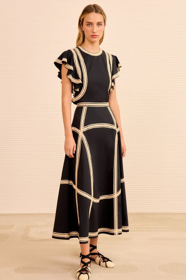 Ulla Johnson Norah A-Line Midi Skirt Noir