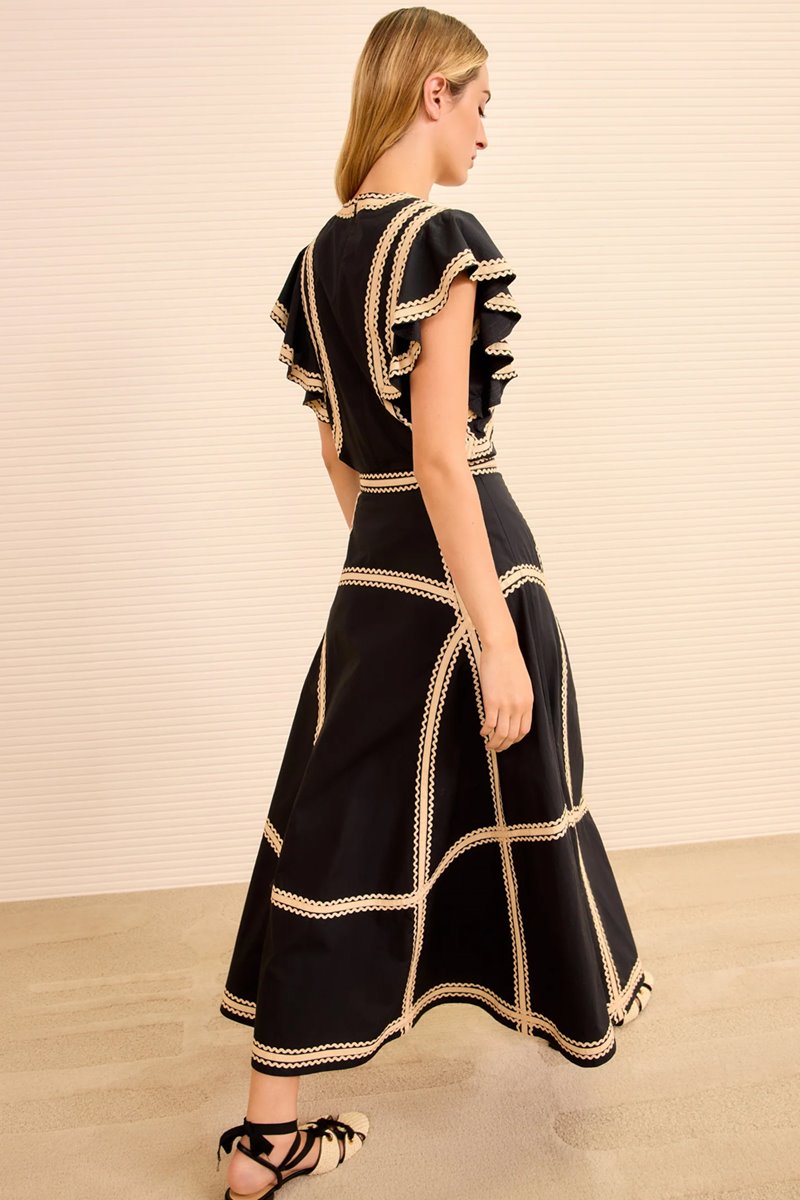 Ulla Johnson norah a-line midi skirt noir back