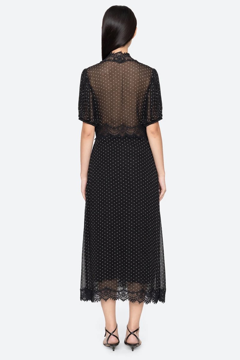 Sea NY melody polka dot dress detail