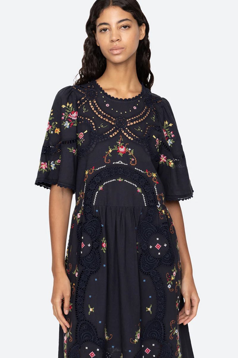Sea NY edwina embroidery dress detail