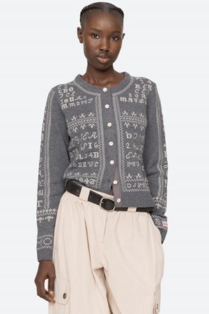 Sea NY kit embroidery cardigan charcoal
