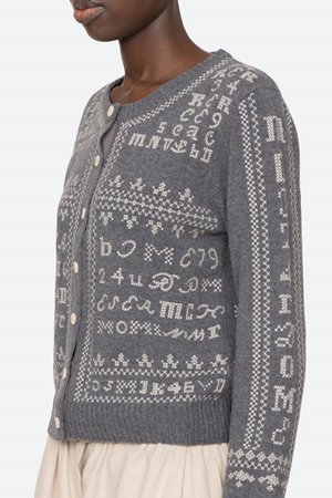 Sea NY kit embroidery cardigan charcoal back