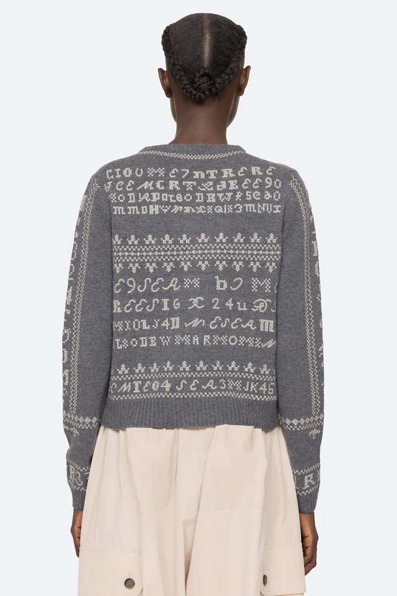 Sea NY kit embroidery cardigan charcoal side