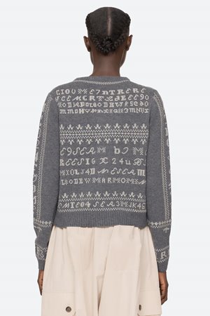 Sea NY kit embroidery cardigan charcoal side