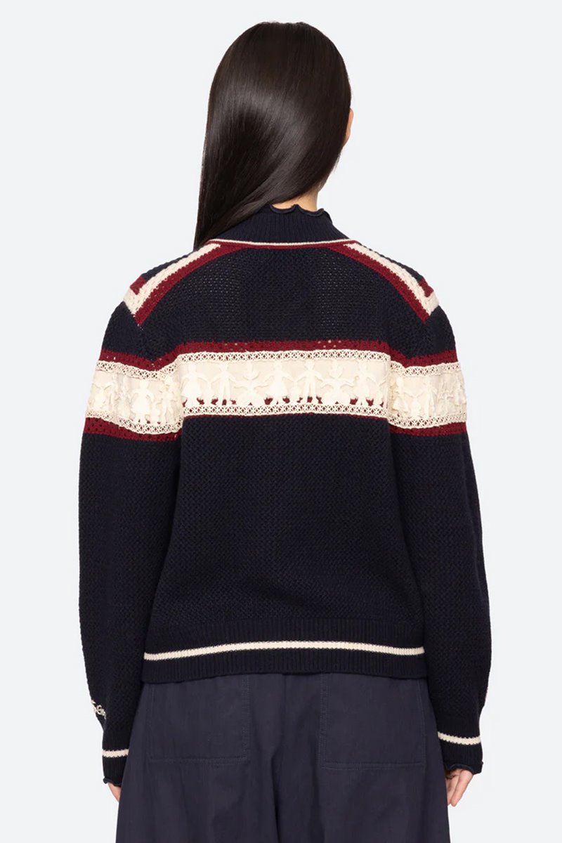 Sea NY hester zip front cardigan detail