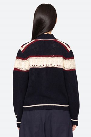 Sea NY hester zip front cardigan detail