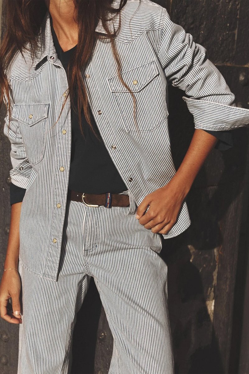 Xirena  byron shirt blue stripe side