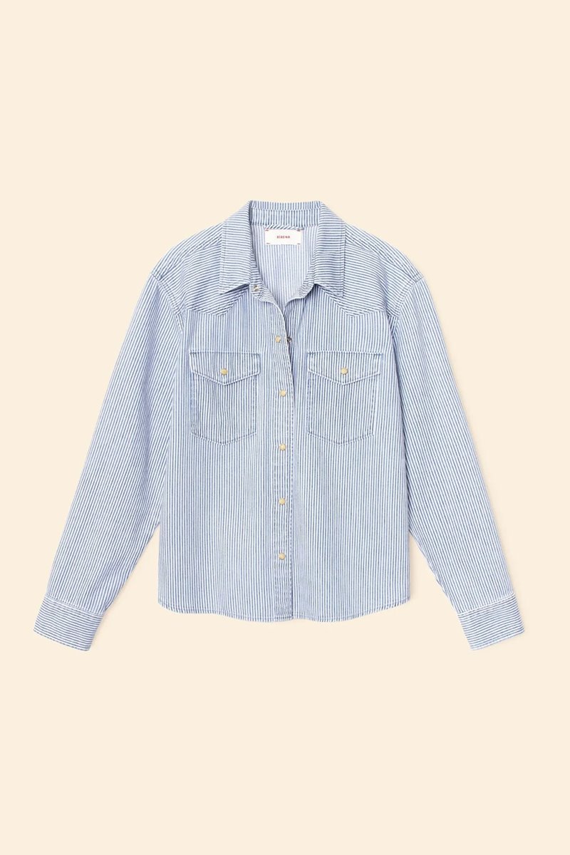 Xirena  byron shirt blue stripe detail