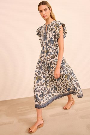 Ulla Johnson kairi flutter sleeve dress porcelain detail