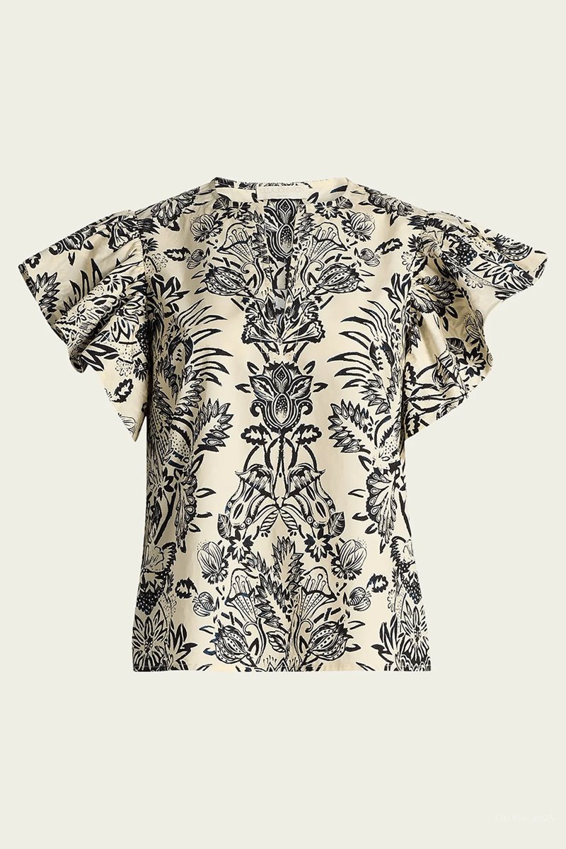 Ulla Johnson severine flutter sleeve top ivory