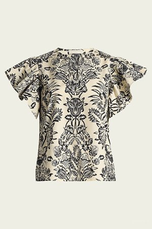 Ulla Johnson severine flutter sleeve top ivory