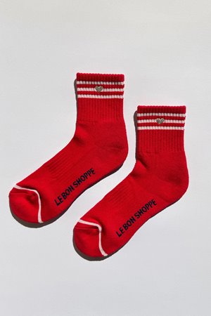 Le Bon Shoppe embroidered heart girlfriend sock scarlet