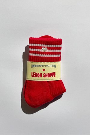 Le Bon Shoppe embroidered heart girlfriend sock scarlet back