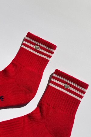 Le Bon Shoppe embroidered heart girlfriend sock scarlet detail