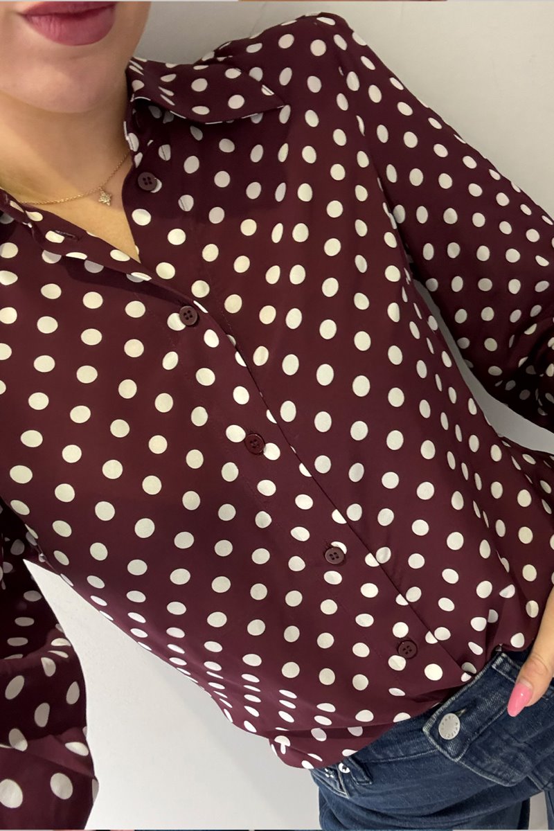 Kj's Laundry severine blouse burgundy dot back