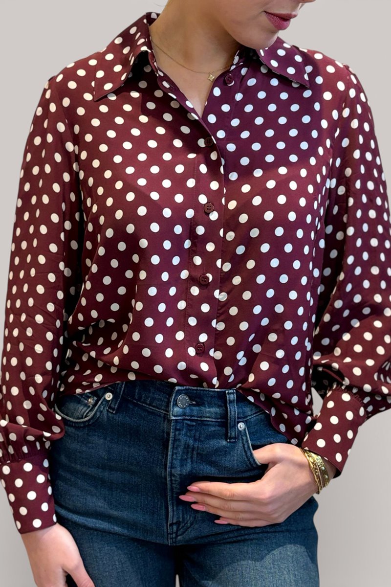 Kj's Laundry severine blouse burgundy dot side
