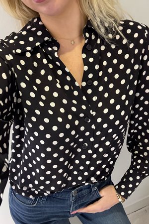 Kj's Laundry severine blouse black dot  back
