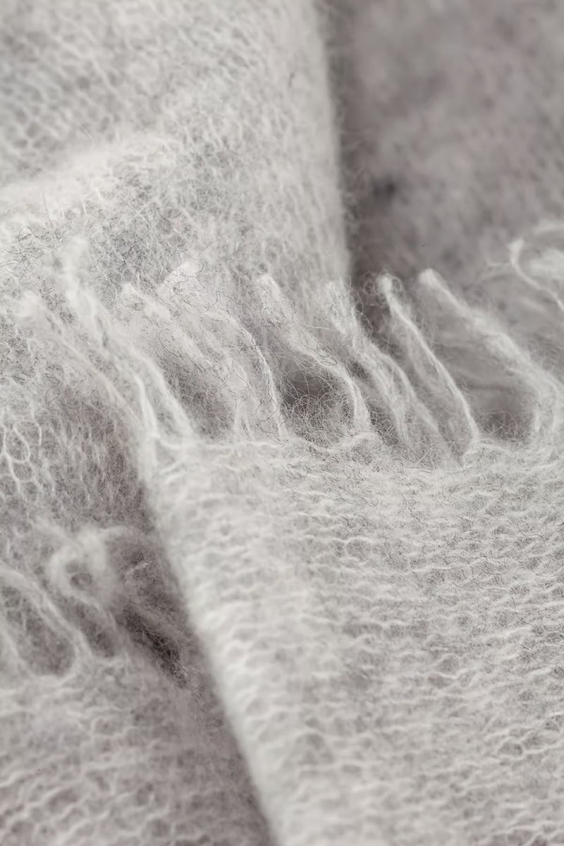 Mouleta  double felted cashmere scarf light grey melange  back